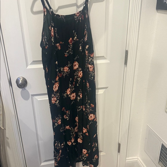 Wallflower Black Floral Slip Maxi with Pink and Cream Roses - Picture 4 of 5